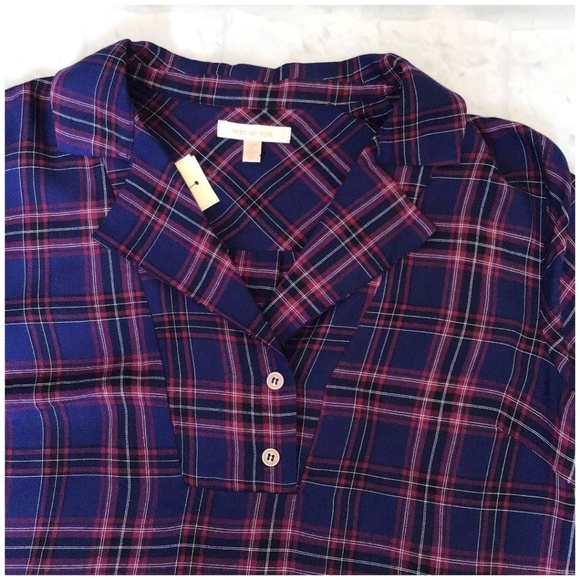 LAST ONE❗Skies Are Blue Stitch Fix Navy Plaid Top - Picture 6 of 7